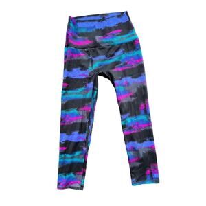 K-DEER Purple Pink Black Crop Leggings Flex Sz S Yoga Workout Active USA